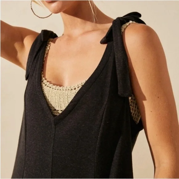 New Free People Beach Alice One-piece Jumpsuit Flare Leg Tie Straps Char… - Picture 4 of 6